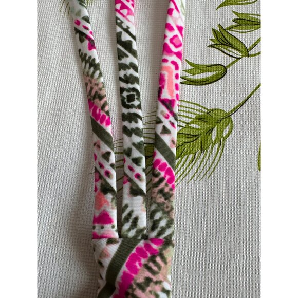 Time & Tru High Neck BikiniTop Strappy Back Pink & Green Tribal Print Size 3X - Picture 4 of 6
